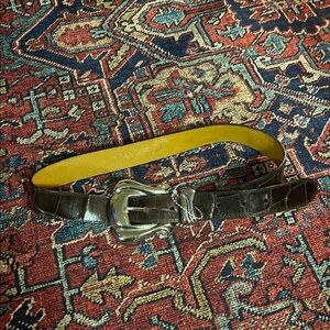 Size small faux crocodile leather color brown print women’s